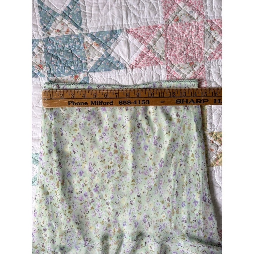 Vintage Y2K Ditsy Floral Midi Skirt Medium High Low Stretchy Sheer Fairy Cottage - Picture 9 of 9